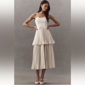 Like-New Anthropologie AMUR pleated lace-top dress